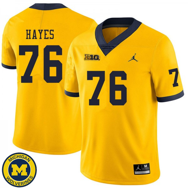 Mens Michigan Wolverines #76 Ryan Hayes Yellow Fashion Football Jersey